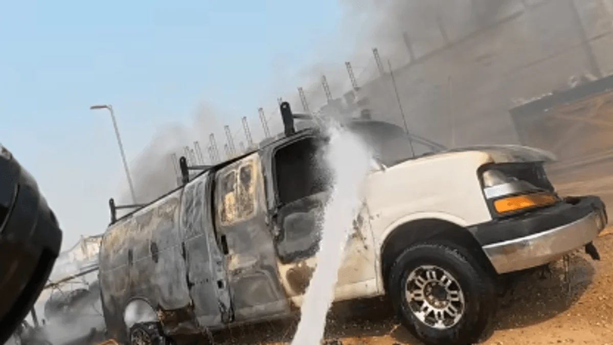 Middleton-Star firefighters battle van, trailer fire with explosions near building site
